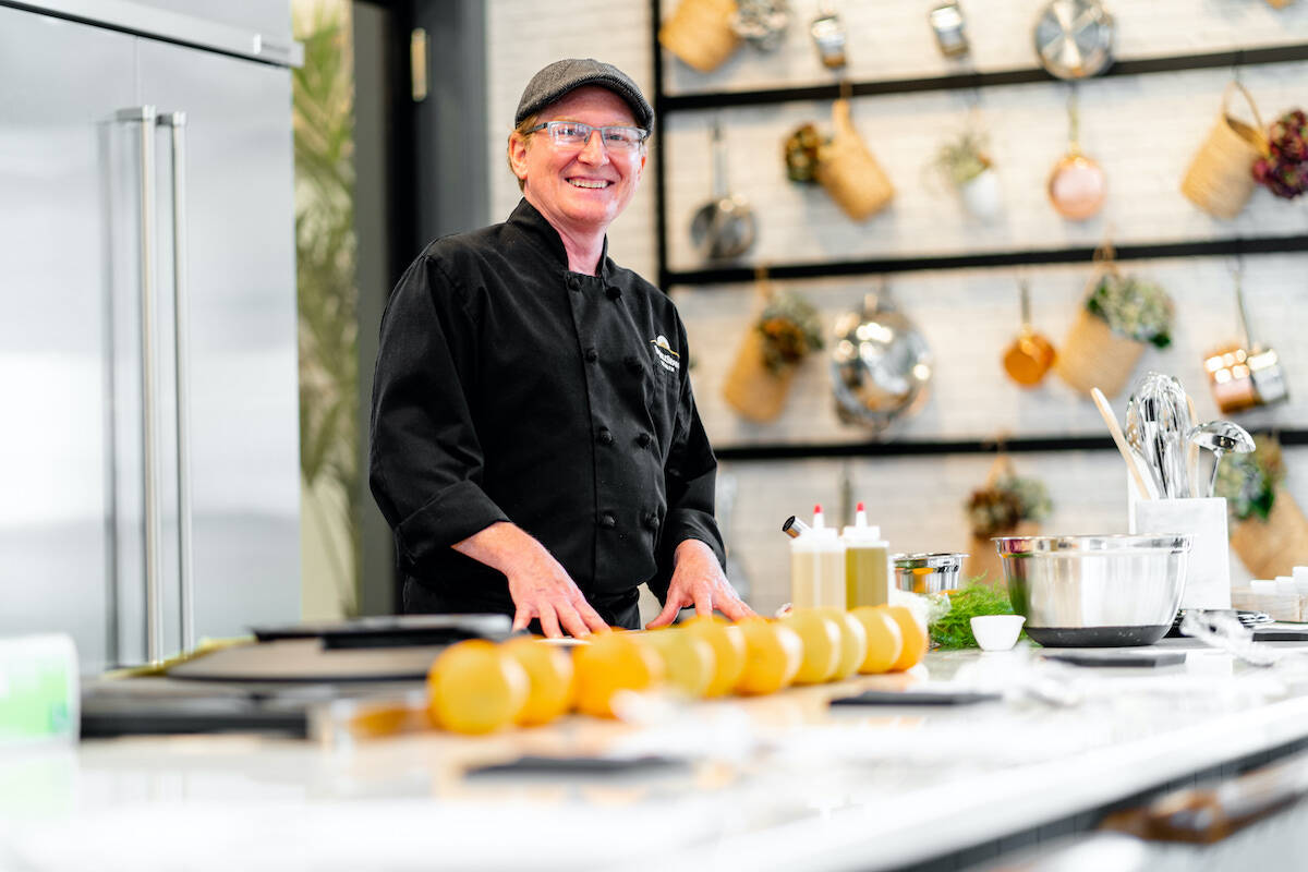 Chef preparing to teach a cooking class at Amblebrook.