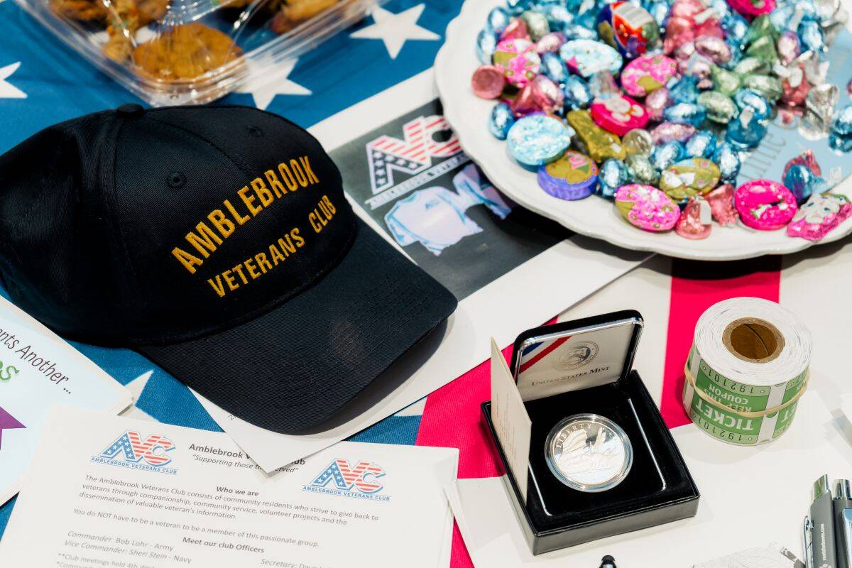 Amblebrook Veterans Club baseball hat on a table. 