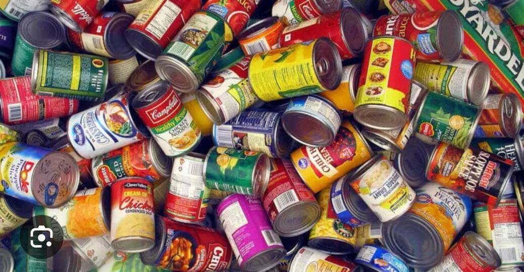 Collection of donated canned goods
